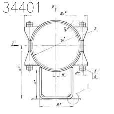 Опора неподвижная бугельная хомутовая с корпусом 1220х760 мм ТС-671.00.00-25