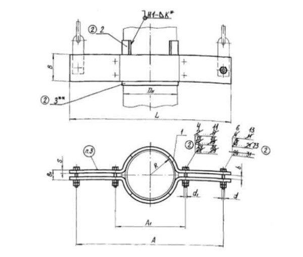 Хомуты вертикальных трубопроводов Л8-173.000 в Краснодаре