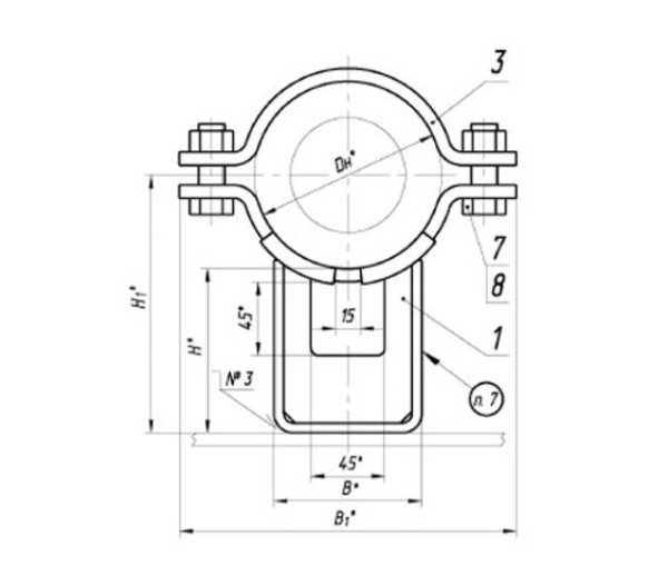 Опора неподвижная хомутовая ТПР.08.73(1).00.000 в Краснодаре