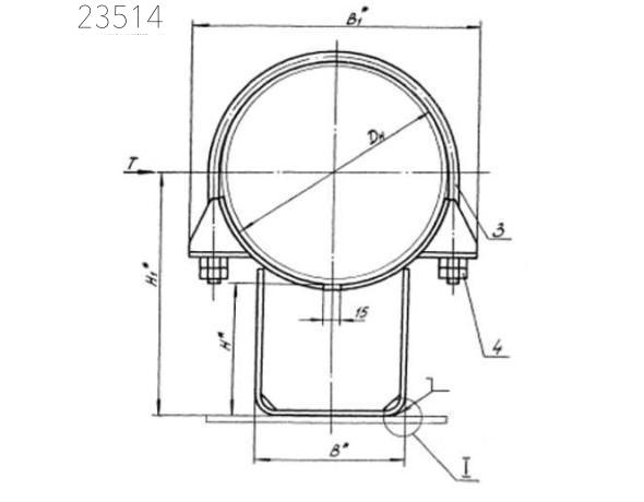 Опора неподвижная хомутовая Т12.03 57х200 мм