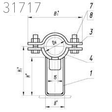 Опора хомутовая неподвижная 273х150 мм ТПР.04.01(2).00.000-15