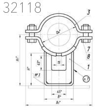 Опора неподвижная хомутовая 114 мм 10,11 кг ТПР.08.73(1).00.000-04