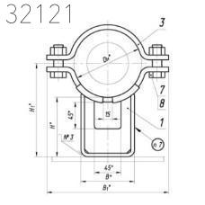 Опора неподвижная хомутовая 127 мм 13,26 кг ТПР.08.73(1).00.000-07