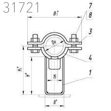 Опора хомутовая неподвижная 114х150 мм ТПР.04.01(2).00.000-29