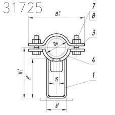 Опора хомутовая неподвижная 219х150 мм ТПР.04.01(2).00.000-13
