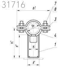 Опора хомутовая неподвижная 273х100 мм ТПР.04.01(2).00.000-14