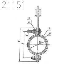 Хомут для вертикальных трубопроводов Л8-519.000 32 мм