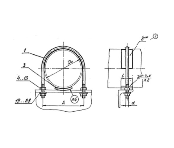 Л8-197.000 Опора скользящая и неподвижная с направляющим хомутом в Краснодаре