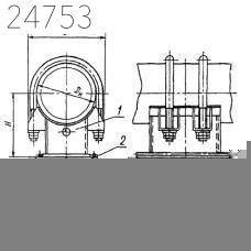 Опора скользящая направляющая двуххомутовая 720 мм ОСТ 108.275.34-80 хром.