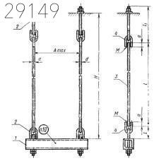 Подвески для горизонтальных трубопроводов ПМ2у-219 ГОСТ 16127-78