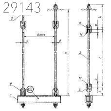 Подвески для горизонтальных трубопроводов ПМ2у-114 ГОСТ 16127-78