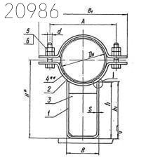 Опора скользящая с плоским хомутом Л8-511.000-02 28 мм